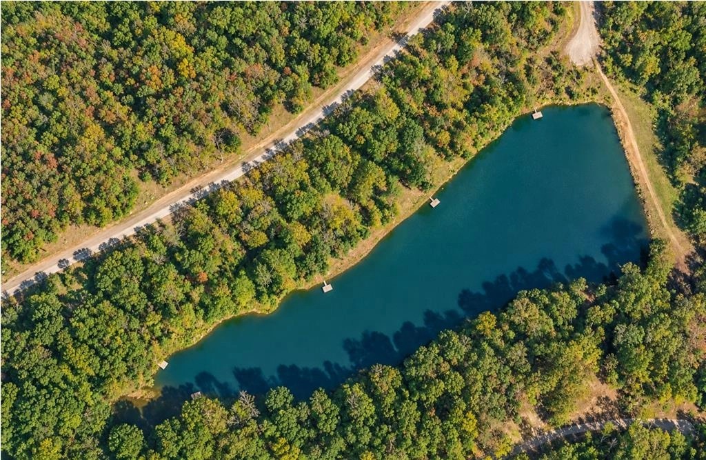 Aerial view of the private lake at Paradise Shores